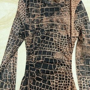 Brown and Black Crocodile Print Dress with cutout back